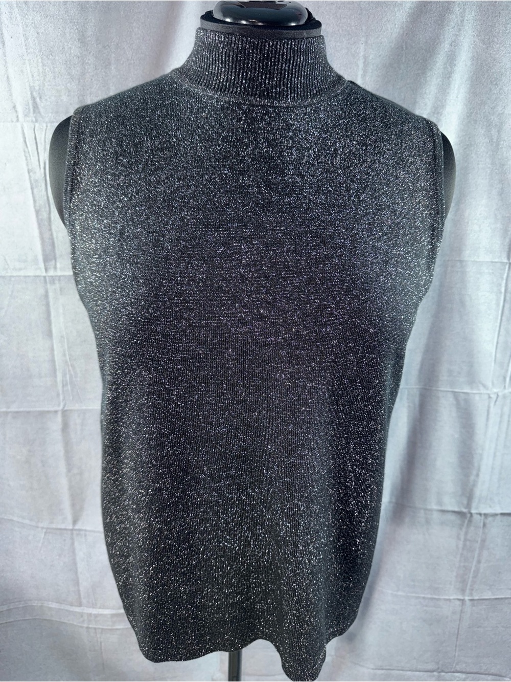 3050-Allison Daley Black Metallic Turtleneck Sweater